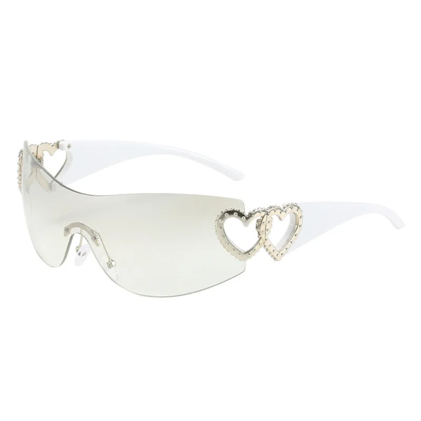 Modedesigner Solglasögon Dam Lyx Trendiga y2k Solglasögon Kvinna Shade Rosa glasögon Goggle 2000-talet lentes de sol mujer white silver as shown