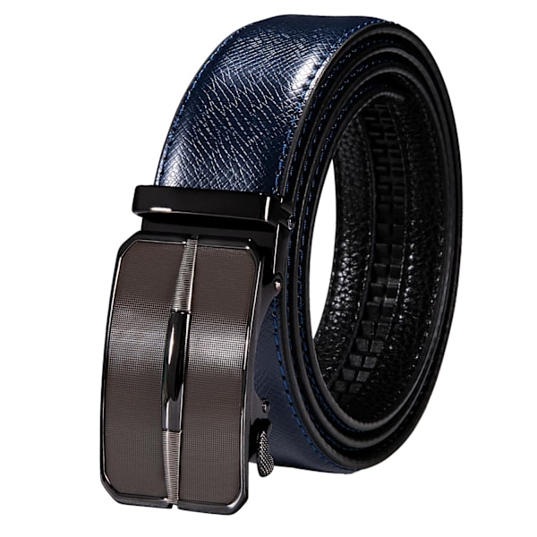 Högkvalitativt märke herrbälten blå koläder Automatiska spännen Spärr midjeband Bälte för män Klänning Jeans Kostym Byxor Present 2245DME 110cm