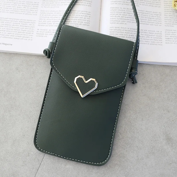 Student Mini Crossbody-väskor Dam Hjärtformad dekoration Transparent Touchscreen Retro Mobiltelefonväska Axelväska Designer BBL103-red