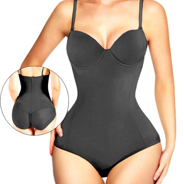 Bodysuits Sexiga Deep V Underkläder XS Dam Klänning Party NO Wire Cup Full Slip Bantning Waist Trainer Body Shaper Shapewear black with wire L