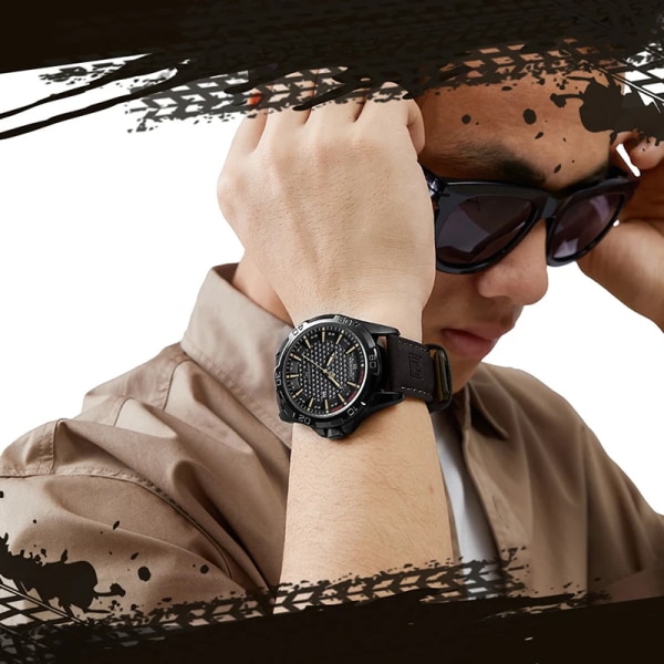 NAVIFORCE Herr Casual Militär Quartz Watch för män Läder Vattentät klocka Relogio Masculino NF8023 SGNGN-BOX