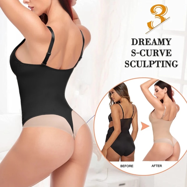 Helkroppsformare för kvinnor Shapewear Magekontroll Body Slimming Underkläder Waist trainer Body Shaper Ryggkontroll black L