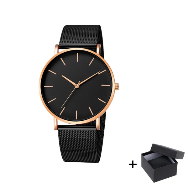 Watch 2022 Lyxmode Enkel Armbandsur Läder Guld Urtavla Casual Man Brecalet Quartz Clock Vip-länk för droppe 568 Black rose gold