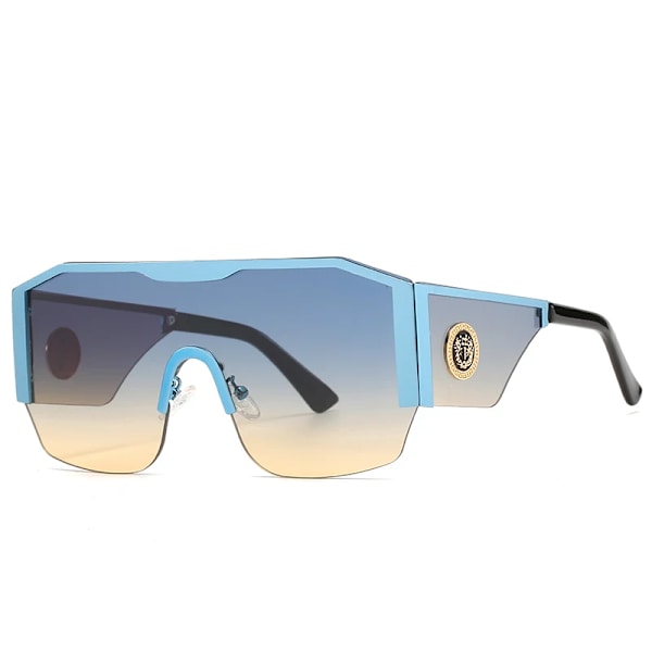2022 New Retro Double Bridges Herr Solglasögon Mode Svarta Klara Glasögon Trending Hollow Leopard Blå Solglasögon Män Kvinnor Shad A04 Blue Yellow Sunglasses