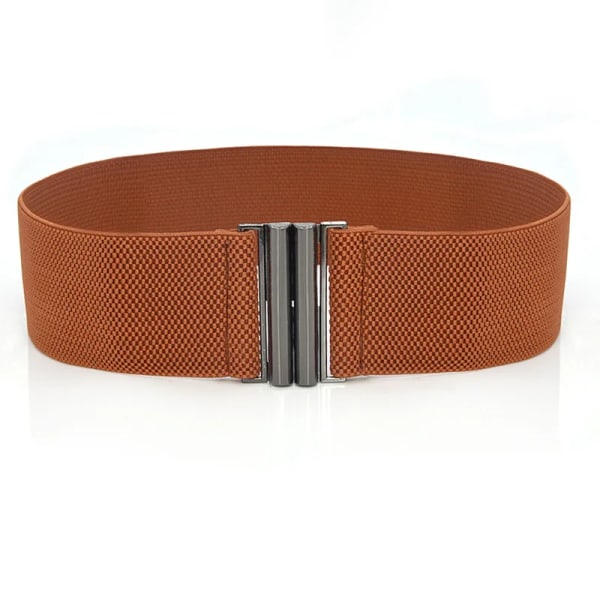 Brett resårbälte Enfärgad korsettbälte Metallspänne Dammode Cummerband Stretch Cinch midjeband Dam midjebälte style 1-camel One Size