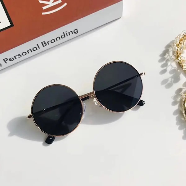 Retro solglasögon Rund båge Barn Baby Barn Vilda brittisk stil Metallsolglasögon Utomhus Resor UV-skydd Oculos De Sol A05