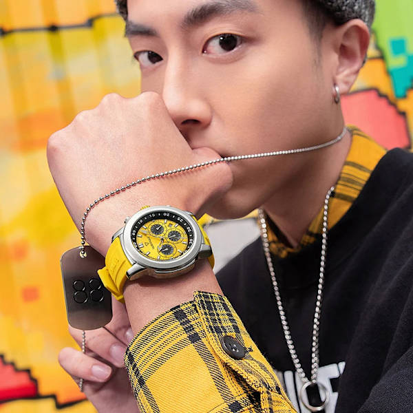 Mark Fairwhale Automatisk datumvisning Lysande vattentät mode Quartz Armbandsur Watch Herrklockor Sport yellow