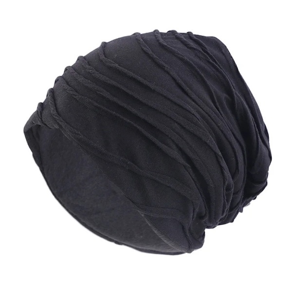 Dam & Herr Bomullsvikta Enfärgade Beanies Kemohättor Håravfall Stretch Turban Vinter Höst Hatt För Dam Tunn Beanie Hip Hop Hatt Black