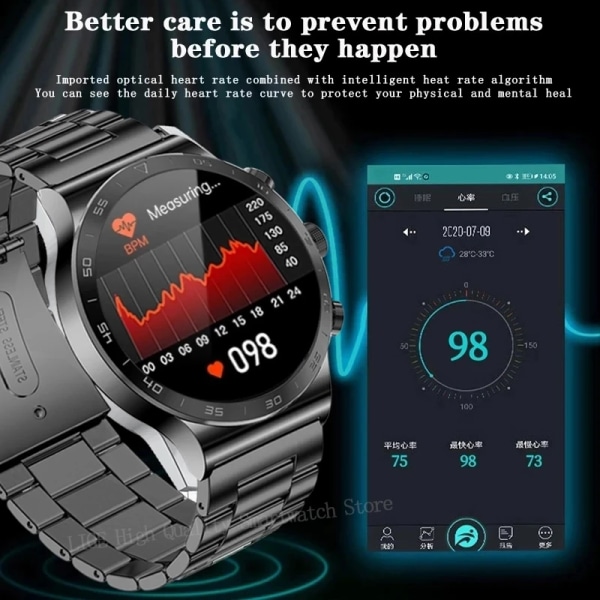 LIGE Nytt Bluetooth Call Smart Watch Herr HD Full Touch Sport Fitness Armband Vattentätt Lyx Herr SmartWatch För IOS Android Leather Sliver Bluetooth call