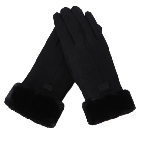 Thermal vinter Damhandskar Herr Cykelcykelhandskar Handvärmare Fleecefodrade Guantes Helfingervantar Pekskärm Vattentät Style2 Black