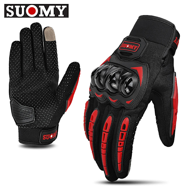 Suomy Motorcykelhandskar Herr Dam Sommar Motorcykel Racinghandskar Pekskärm Andningsbara Motocross Moto Biker Cykelhandskar su-33-Red M