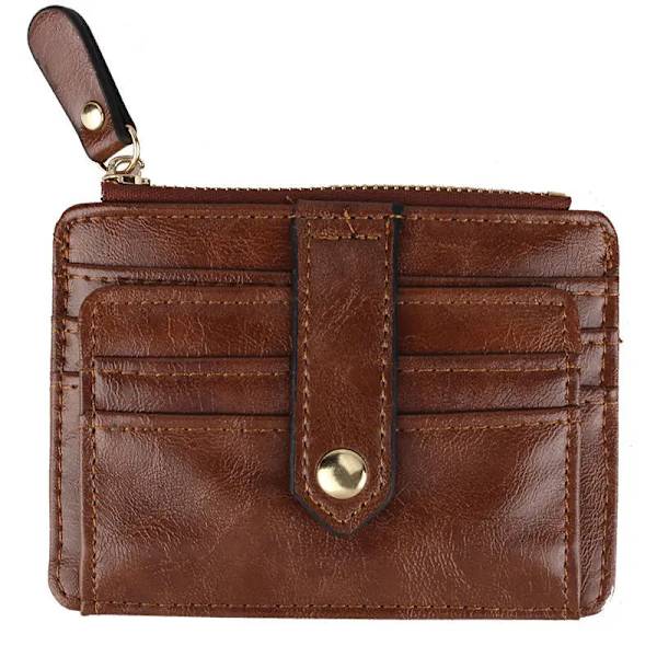 1 ST Mini PU Läder Kreditkortshållare Skydd Cover Hasp Kvinnor Män Liten Ultra-Tunn plånbok Organizer Case Paket Myntväska Brown