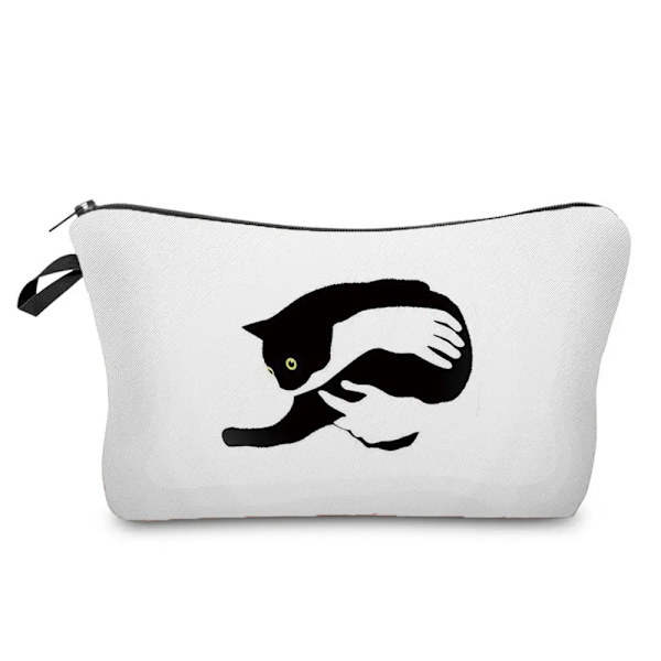 Svart katt utskrift kvinnor kosmetiska väskor Djur Söt Casual Bärbar förvaring Sminkväska Toalettväskor hz2498 Cat Bag