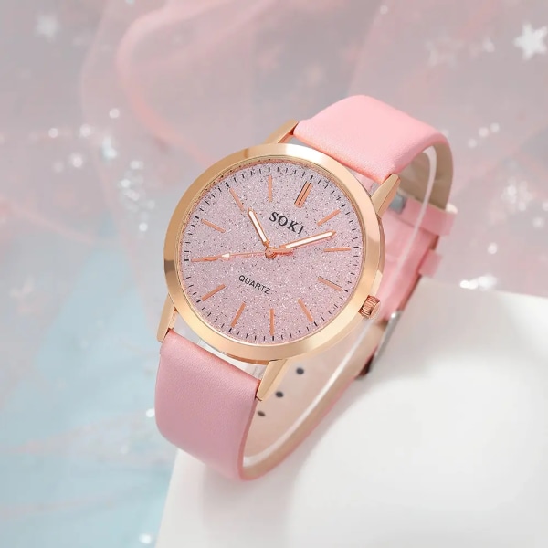 2st Set Damklockor Set Watch Ny Enkel Casual Dam Analog Armbandsur Armband Present Reloj Mujer White