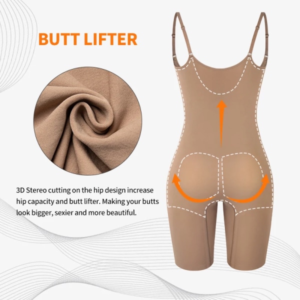 Dam waist trainer Helkroppsformkläder Magkontroll Butt Lifter Kroppsformare Lår Smalare Body med hög midja med remmar Black M