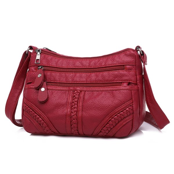 Annmouler Mode Damväska Pu Mjukt Läder Axelväska Flerlagers Crossbody-väska Kvalitet Liten Väska Märke Röd Handväska Plånböcker crossbody bag 1