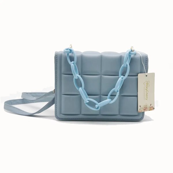 Honeycherry Geo Embossed Flap Crossbody Bag Mini Handväskor För Dam Portmonnäer Mini Crossbody Bag Blue