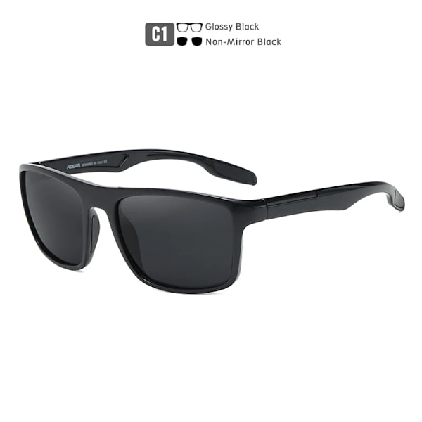 KDEAM Ultra Light rektangulära fotokromatiska solglasögon herr polariserad TAC 1,1 mm tjocklek lins UV400 solglasögon dam kat.3 CE C1 Bright Black Skull Zipper Case