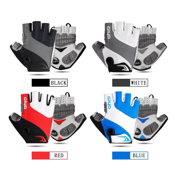 GIYO Cykelhandskar Halvfinger utomhushandskar för män Kvinnor Extra Gel Pad Andas MTB Road Racing Ridning Cykelhandskar DH White XL