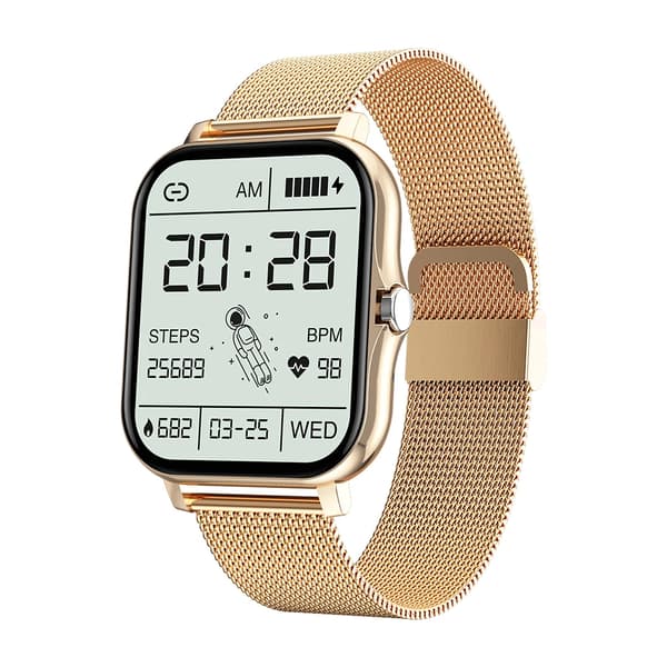 Ny Bluetooth Samtal Smart Klocka 1.69 \" Gold Steel Strap