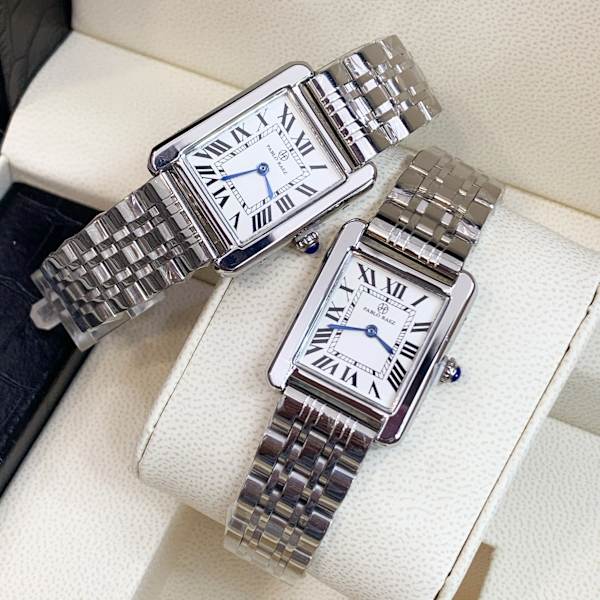 Nyankomst Quartz Enkel fyrkantig Urtavla Klassisk Watch Elegant Rent rostfritt stål Silver Lyx Armbandsur Damklänning Klocka Black band