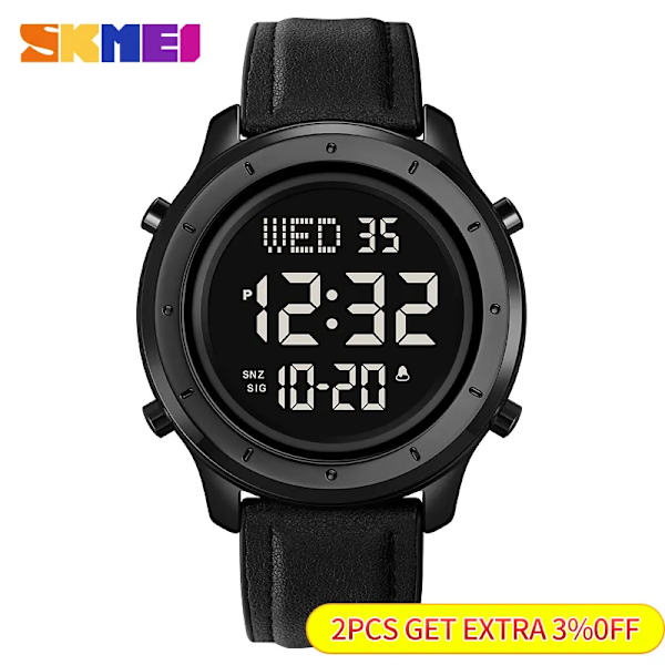 SKMEI 1864 Sportklockor Herr LED-stoppur Vattentät Digital Armbandsur Herr Countdown Calendar Clock reloj hombre Electronic Steel gold white
