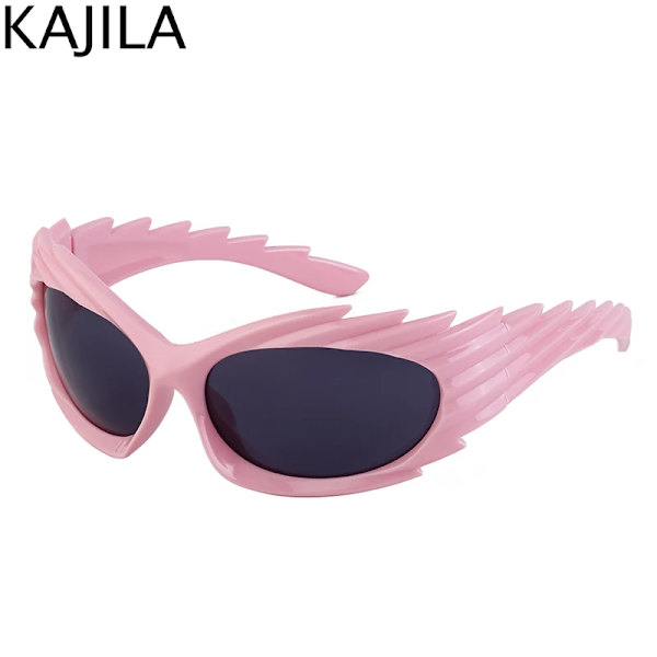 Spike Rectangle Solglasögon Dam Män Y2K Sports Star Solglasögon Lyxmärke Svart Retro Punk 2000-talsglasögon UV400 C9 Pink Gray With screwdriver