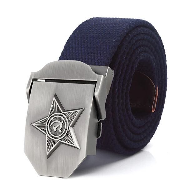 SupSindy Män&Kvinnor Canvasbälten 3D Five Rays Star Army Militär Taktiskt bälte CCCP Patriotiska soldater Man Strap Jeans Midjeband Gray 130cm