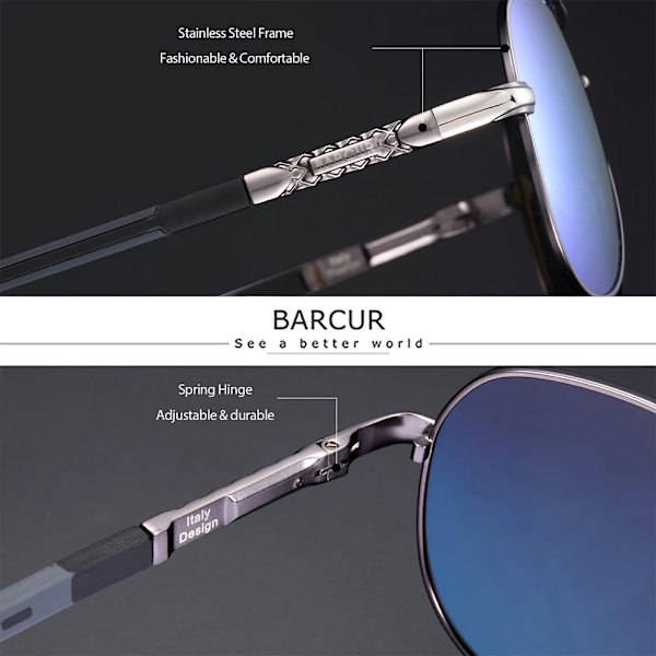 BARCUR Solglasögon för män Polarized UV400 Skydd Körning Solglasögon Kvinnor Man Oculos de sol Orange Red BARCUR