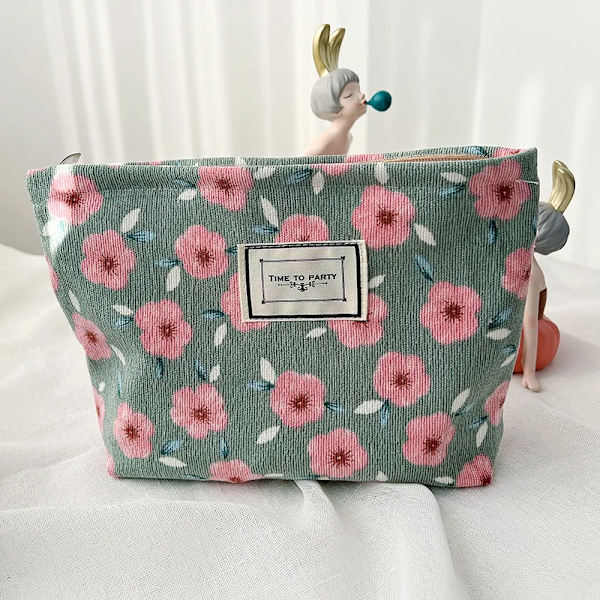 Stor Kvinnor Blommig Kosmetikväska Blommor Sminkväska Resesmink Case Organizer Kvinnlig Handväska Clutch Handväska Dragkedja O