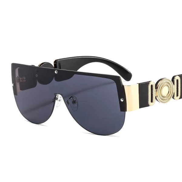 Nytt mode Shield Solglasögon Kvinnor Män Grön Leopard Lyxiga Gradienter Lins Metallram Oval Märke Designer Goggle UV400 C7 Other