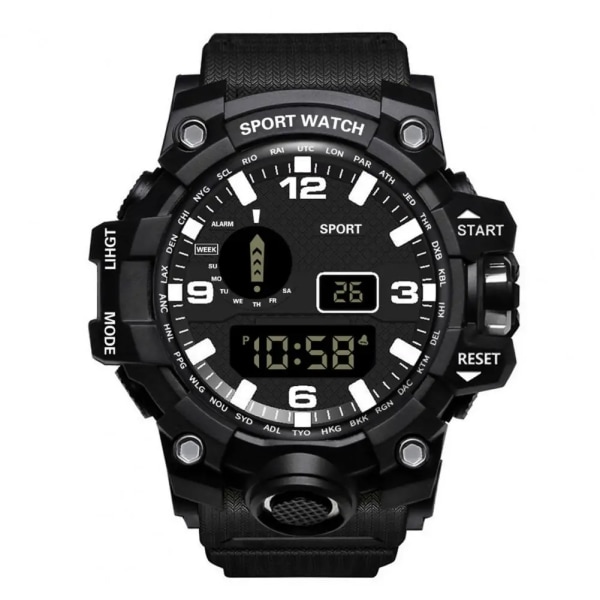 Snygg sportarmbandsur Sportig watch Ins Style Precise LED Life Vattentät sportarmbandsur Black