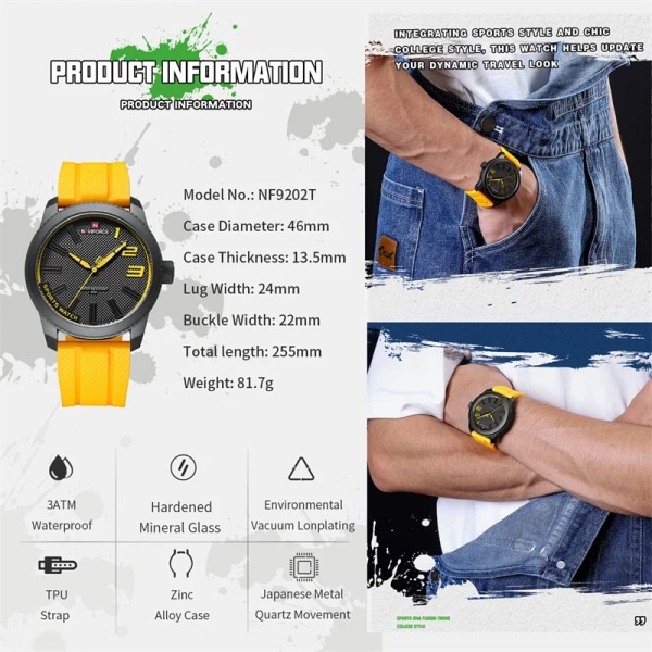 2022 Top Märke Lyx Silikonrem NAVIFORCE Herrklockor Vattentät Sport Kvarts Watch Herrklocka Relogio Masculino BWB