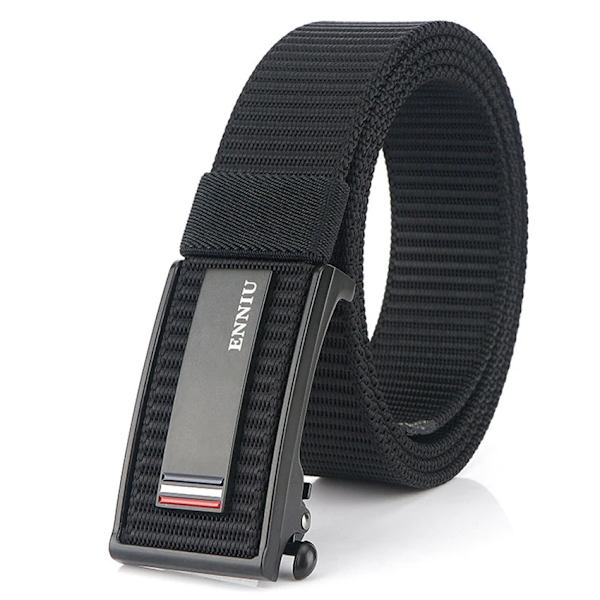Nytt mode herrbälte Toppkvalitet Bekväma nylon för män Metall Automatiskt spänne Ung Canvas Taktisk designerbälte Black Belt A 120cm Adjustable
