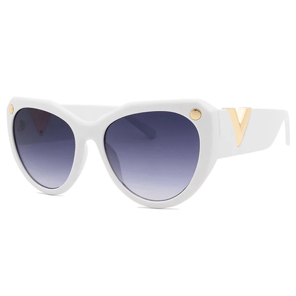 Nytt lyxvarumärke Svarta överdimensionerade solglasögon Dam Raffinerad design Stora stora solglasögon Dammode V Cat Eye Solglasögon Uv400 C4 look picture