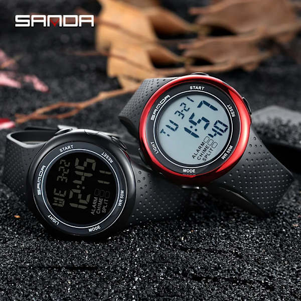 Lyx SANDA Mode LED- watch Män Kvinnor Sport Digitala klockor Armbandsur 50M Vattentät Militärklocka Man relogios masculino All Black