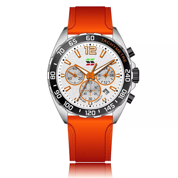 Mode Chronograph Herrklockor Toppmärke Lyx Silikonband Sport Armbandsur Business Quartz Klocka Vattentät Montre Homme Orange