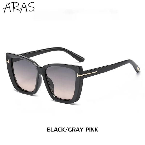 Mode Cat Eye Solglasögon Dam Lyxmärke Trendiga Oversized Cateye Solglasögon Dam Gradient Solglasögon Big Frame Glasögon C6 Black Gray Pink With the box
