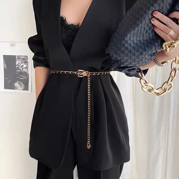 Kvinnor Midjekedja Bälte Guld Kroppsklänning Bälte Kvinnlig Läderbälte Mini Mode Kvinna Tunn Kedja Tygtillbehör 115cm A Belt Chain