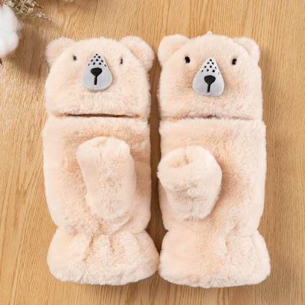 Kvinnor Vinterplysch Kattvantar Fingerlösa handskar Plysch Varmhandske Vinter Mjuka Tjocka Handskar för Kvinnor Tjej Flexibel Halvfinger Grey Rabbit Gloves One Size