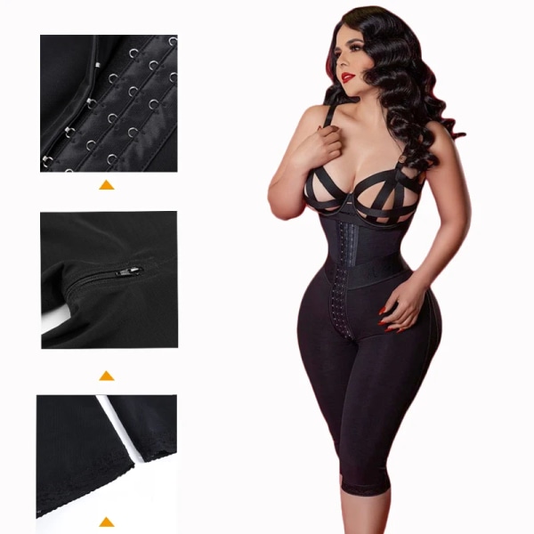 Damunderkläder Hög midja Shapers Skims Bodysuit Midja Träning Rumplyftare Timglas Figur Charmiga kurvor Fajas Colombianas Black XL