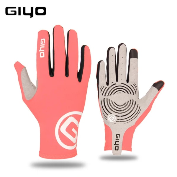 GIYO Pekskärm Långa Hela Fingrar Half Gel Sport Cykelhandskar MTB Road Bike Racing Handske Dam Herr Cykel S02 Breaking PINK - Full Fingers XXL