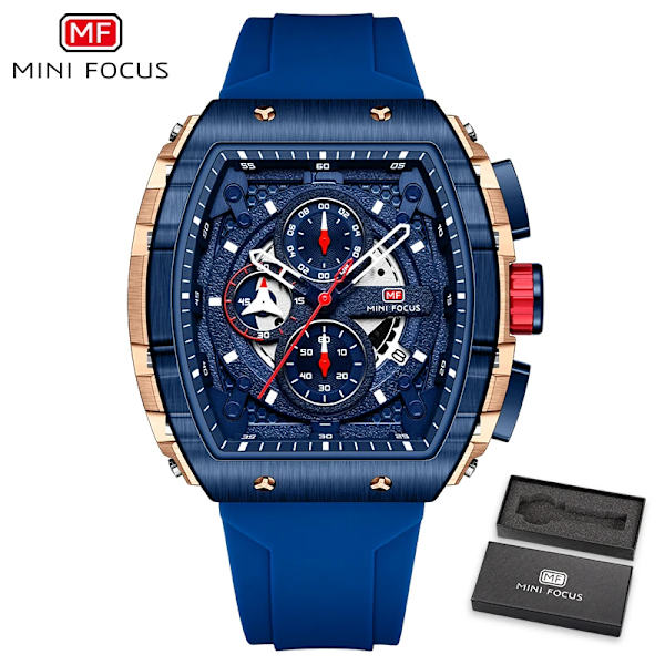 Herrklockor Mode Sport Watch för män Lyxigt toppmärke Vattentäta armbandsur Svart silikonarmband Relogio Masculino MF0399G02B