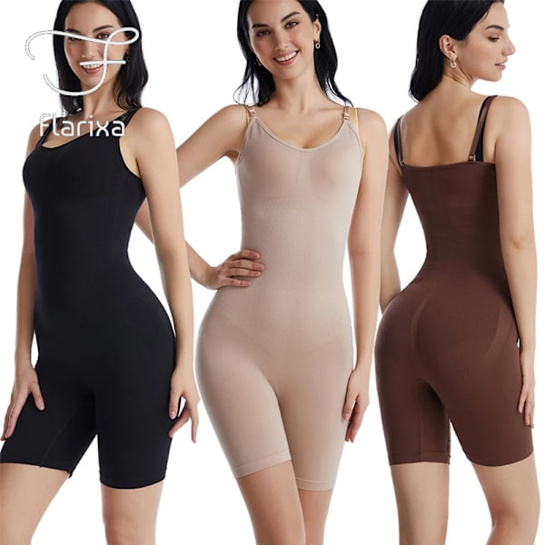 Flarixa bantningskorsett Kvinna Flat Belly Shapewear Kvinnor Helkroppsformare Sömlös rumplyftande Body Magkontroll Underkläder Brown M