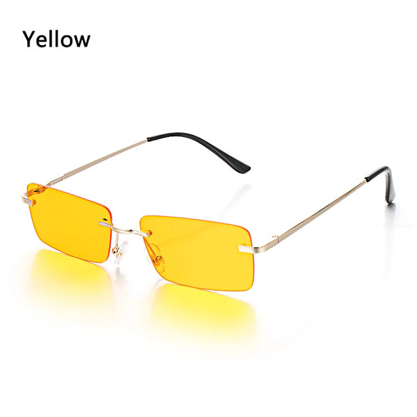 Resestil Bergsklättring Solglasögon För män Kvinnor UV400 nyanser Rektangel utan båge Glasögon Gradient Färger Glasögon Yellow