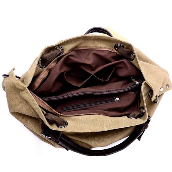 Kvinnor Canvas Messenger-väskor Kvinnliga Crossbody-väskor Solid axelväska Mode Casual Designer Kvinnlig Handväska Stor kapacitet Tote Army Green