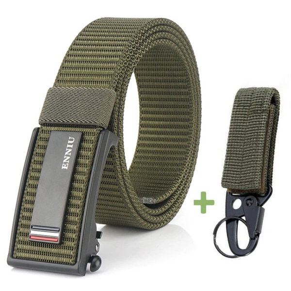 Nytt mode herrbälte Toppkvalitet Bekväma nylon för män Metall Automatiskt spänne Ung Canvas Taktisk designerbälte Green Belt A Set 120cm Adjustable