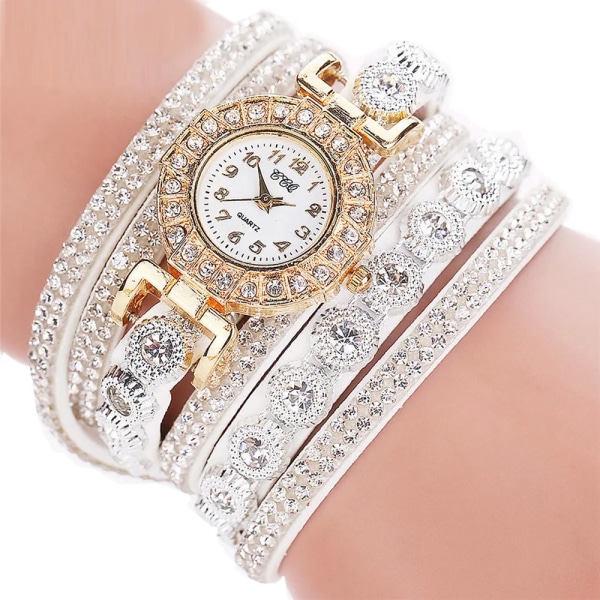 2023 ny legering diamantring watch digitalt ansikte koreansk sammet dam kvarts watch kvinnor watch kedja armband set presenter white2