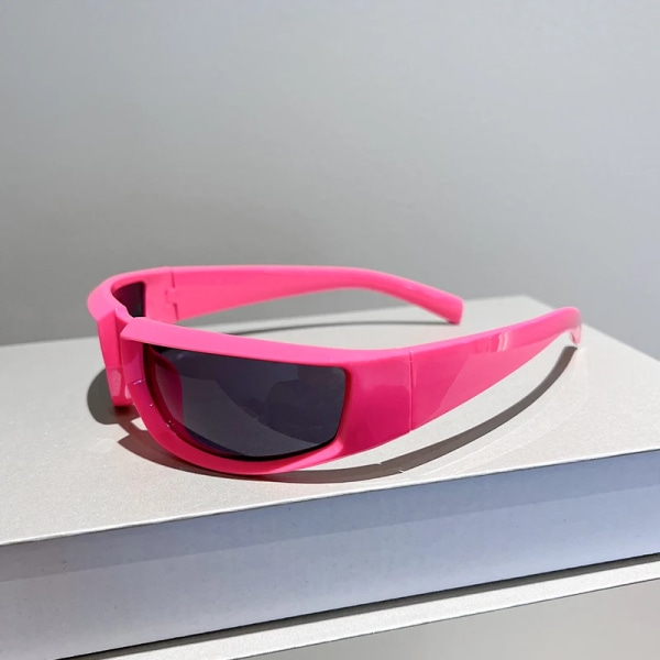 GM LUMIAS Y2k rektangulära solglasögon Män Kvinnor Mode Wrap-Runda Spegel Sportskydd Glasögon Märkesdesigner UV400 Solglasögon rose red-grey as picture shows