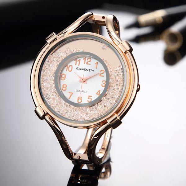 Lyxmärke Rhinestone Klockor Dam Armband Armband Armband Klockor Dam Quartz Dress Guld Klockor reloj mujer saat Gold Gold